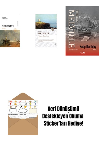 Redburn - Ilk Seferi + Toplu Öyküler - Herman Melville + Kâtip Bartleby + Okuma Sticker'ları