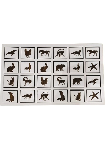 Ahşap Mdf 24 Parça Hayvan Figürlü Eşini Bul Hafıza Oyunu - 30X50 cm modelleri