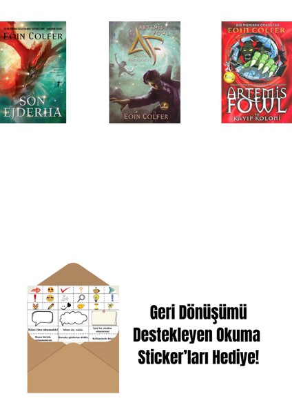 Son Ejderha + Artemis Fowl 6 - Zaman Paradoksu + Artemis Fowl 5 - Kayıp Koloni + Okuma Sticker'ları