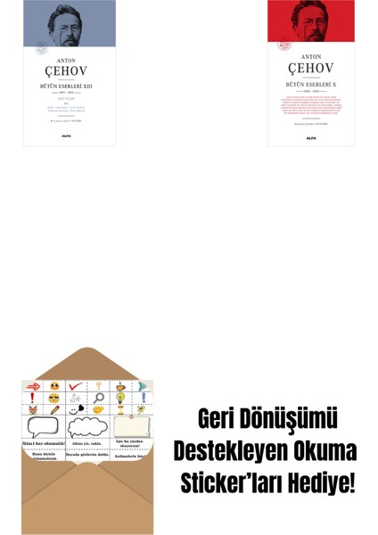 Anton Çehov Bütün Eserleri 13 (Ciltli) + Anton Çehov Bütün Eserleri 10 (Ciltli) + Okuma Sticker'ları