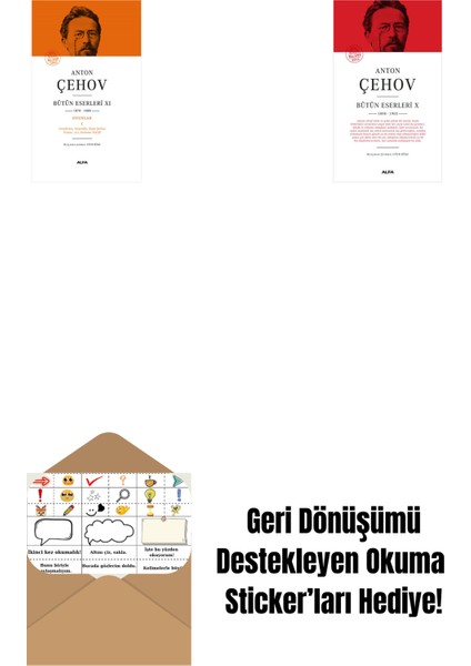 Anton Çehov Bütün Eserleri 11 (Ciltli) + Anton Çehov Bütün Eserleri 10 (Ciltli) + Okuma Sticker'ları