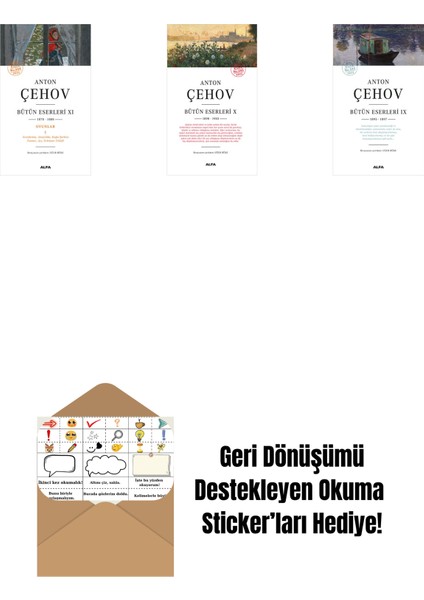 Anton Çehov Bütün Eserleri 11 + Anton Çehov Bütün Eserleri 10 + Anton Çehov Bütün Eserleri 9 + Okuma Sticker'ları