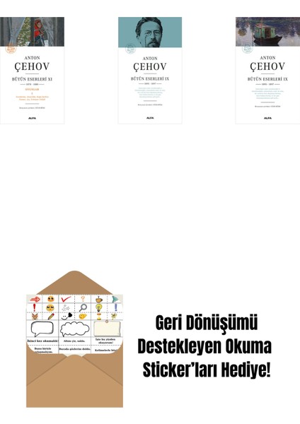 Anton Çehov Bütün Eserleri 11 + Anton Çehov Bütün Eserleri 9 (Ciltli) + Anton Çehov Bütün Eserleri 9 + Okuma Sticker'ları