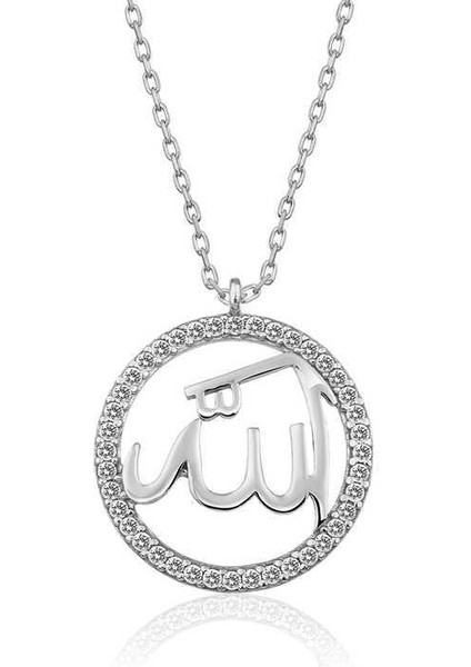 Gümüş Arapça Allah Yazılı Bayan Kolye