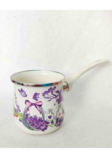 Mor Kurdele Emaye Kahve Cezve 750 ml 10 cm Yumurta Haşlama