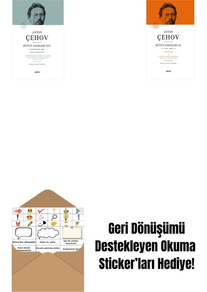 Anton Çehov Bütün Eserleri 14 (Ciltli) + Anton Çehov Bütün Eserleri 11 (Ciltli) + Okuma Sticker'ları