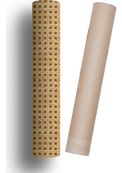 Hasır Rattan Desenli Kendinden Yapışkanlı Laminasyonlu Dolap, Şifonyer, Komodin Kaplama Folyosu