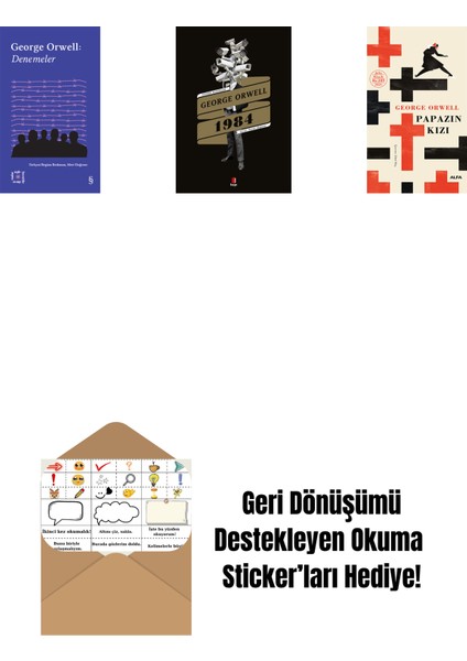 Everest Açıkhava 24 - Denemeler + 1984 + Papazın Kızı ( Ciltli ) + Okuma Sticker'ları