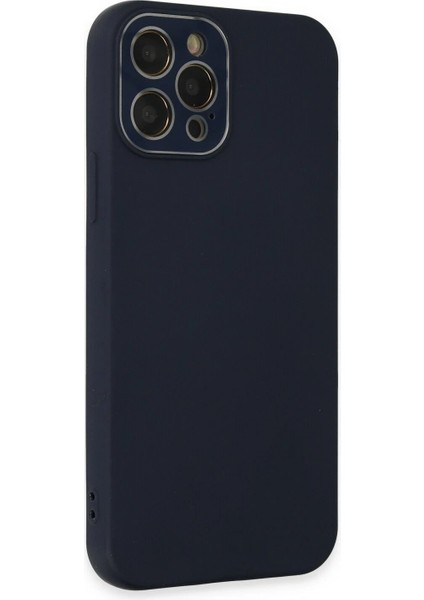 Newface iPhone 12 Pro Max Kılıf Lansman Glass Kapak - Lacivert