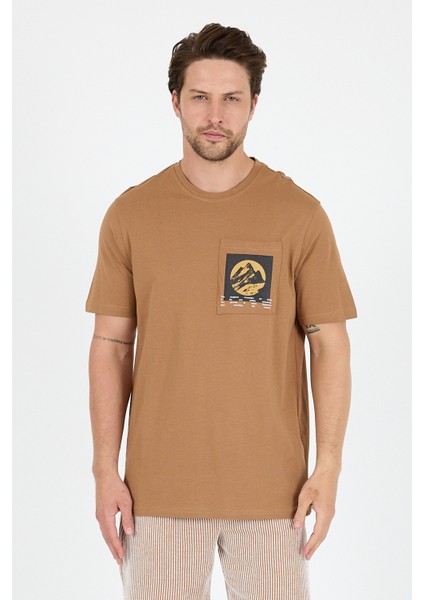 Erkek %100 Pamuk Cep Detaylı Baskılı Tişört – Bisiklet Yaka, Yazlık Model Erkek T-Shirt 0105