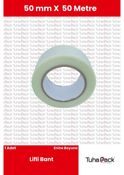 Lifli Bant 50MM x 50M Enine-Boyuna (1 Adet) - Takviyeli, Yüksek Mukavemetli Sabitleme Bandı
