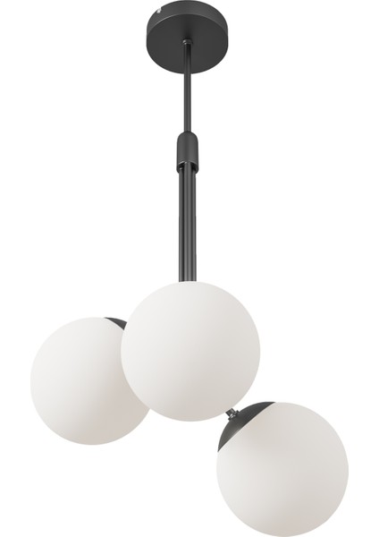 Luno 3 White Antique – Siyah Gövdeli Beyaz Camlı 3’lü Sarkıt Avize (60 Cm) fırsatları