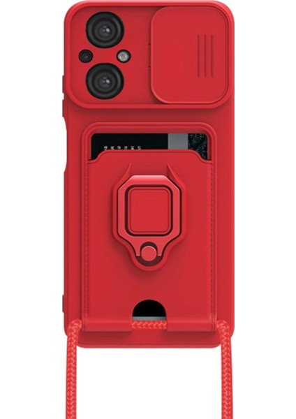 Newface Xiaomi Poco M5 Kılıf Zuma Kartvizitli Yüzüklü Silikon - Kırmızı fiyatları