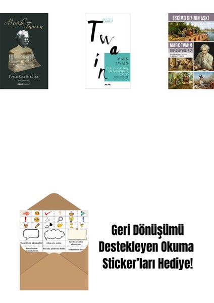 Toplu Kısa Öyküler (Ciltli) + Çifte Kavrulmuş Bir Dedektiflik Öyküsü + Eskimo Kızının Aşkı + Okuma Sticker'ları