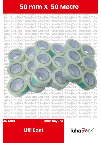 Lifli Bant 50MM x 50M Enine-Boyuna (36 Adet) - Takviyeli, Yüksek Mukavemetli Sabitleme Bandı