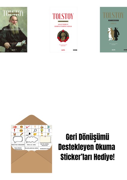 Tolstoy Bütün Eserleri 16 + Tolstoy Bütün Eserleri 15 + Tolstoy Bütün Eserleri 13 (Ciltli) + Okuma Sticker'ları