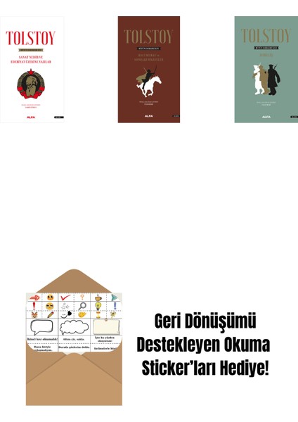 Tolstoy Bütün Eserleri 15 + Tolstoy Bütün Eserleri 14 (Ciltli) + Tolstoy Bütün Eserleri 13 (Ciltli) + Okuma Sticker'ları