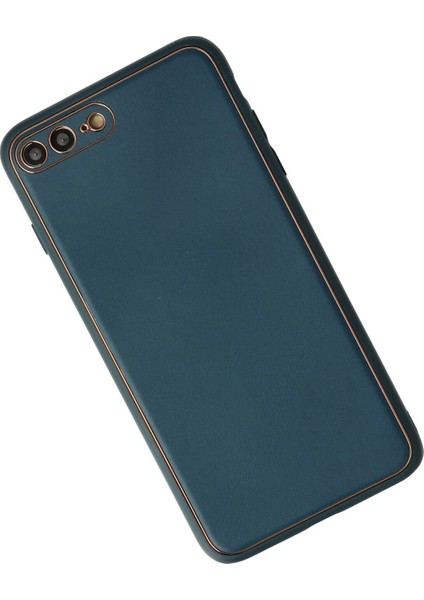 Newface iPhone 7 Plus Kılıf Coco Deri Silikon Kapak - Mavi