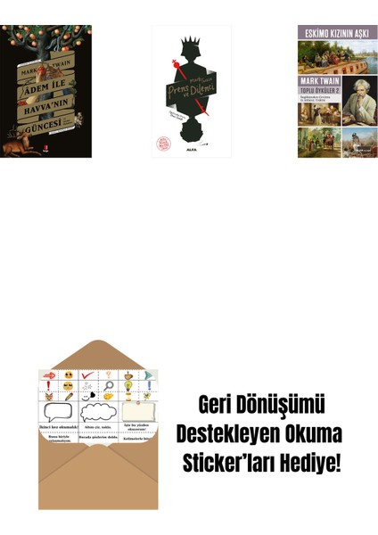 Adem ile Havva’nın Güncesi + Prens ve Dilenci + Eskimo Kızının Aşkı + Okuma Sticker'ları