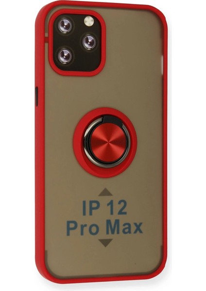 Newface iPhone 12 Pro Max Kılıf Montreal Yüzüklü Silikon Kapak - Kırmızı fiyatları