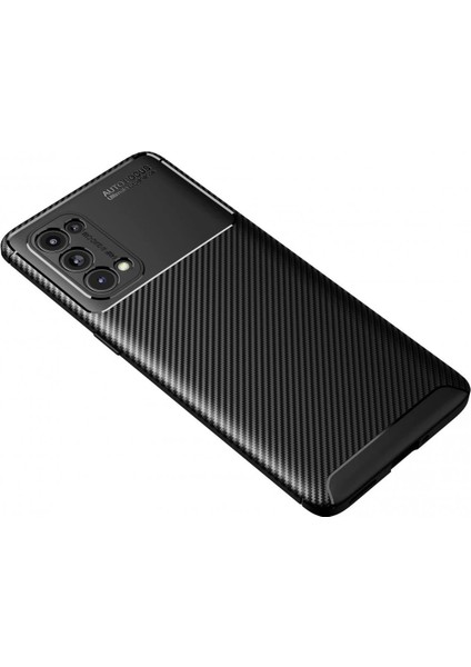 Newface Oppo Reno 5 Pro Kılıf Auto Focus Karbon Kapak - Siyah