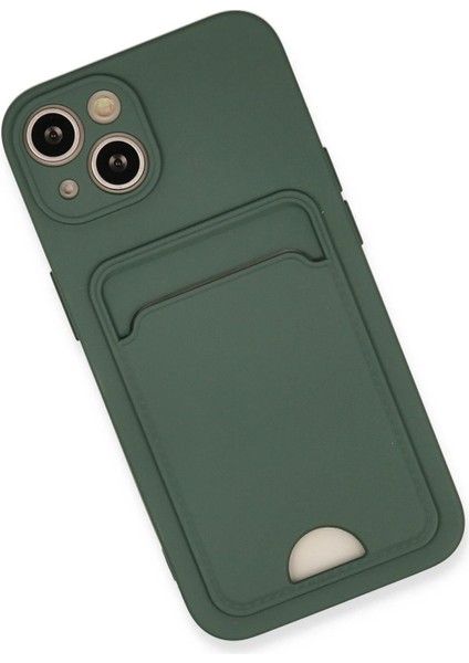 Newface iPhone 13 Kılıf Kelvin Kartvizitli Silikon - Koyu Yeşil