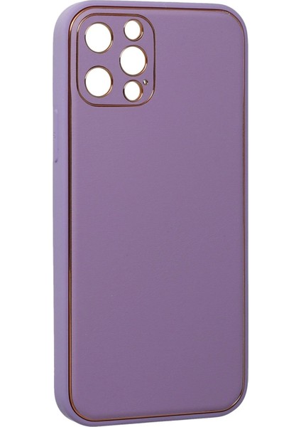 Newface iPhone 12 Pro Kılıf Coco Deri Silikon Kapak - Lila
