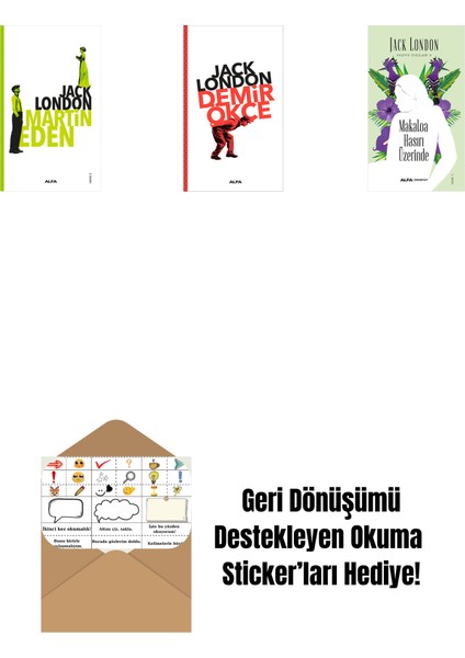 Martin Eden + Demir Ökçe + Makaloa Hasırı Üzerinde + Okuma Sticker'ları