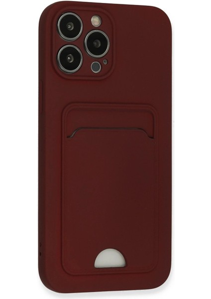 Newface iPhone 13 Pro Max Kılıf Kelvin Kartvizitli Silikon - Bordo