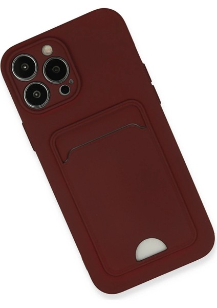 Newface iPhone 13 Pro Max Kılıf Kelvin Kartvizitli Silikon - Bordo