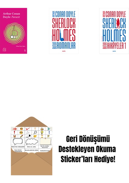 Everest Açıkhava 37 - Parazit + Sherlock Holmes - Bütün Romanlar (Ciltli) + Sherlock Holmes - Bütün Hikayeler 1 (Ciltli) + Okuma Sticker'ları