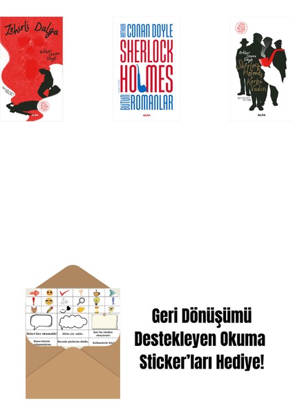 Zehirli Dalga + Sherlock Holmes - Bütün Romanlar (Ciltli) + Sherlock Holmes - Korku Vadisi + Okuma Sticker'ları
