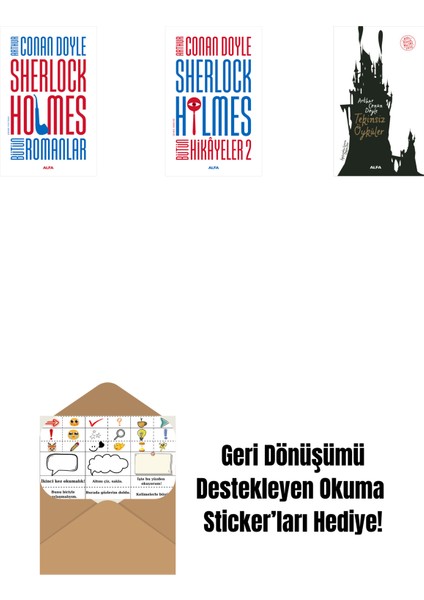 Sherlock Holmes - Bütün Romanlar (Ciltli) + Sherlock Holmes - Bütün Hikayeler 2 (Ciltli) + Tekinsiz Öyküler + Okuma Sticker'ları