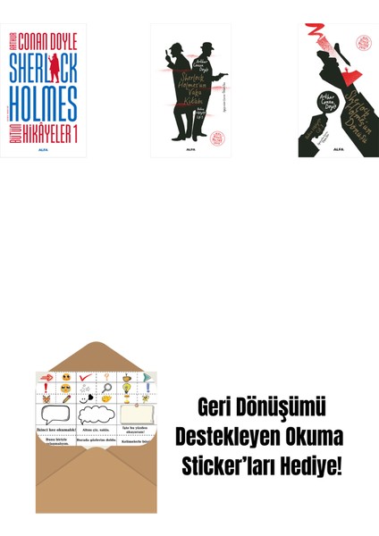 Sherlock Holmes - Bütün Hikayeler 1 (Ciltli) + Sherlock Holmes’un Vaka Kitabı + Sherlock Holmes'un Dönüşü + Okuma Sticker'ları