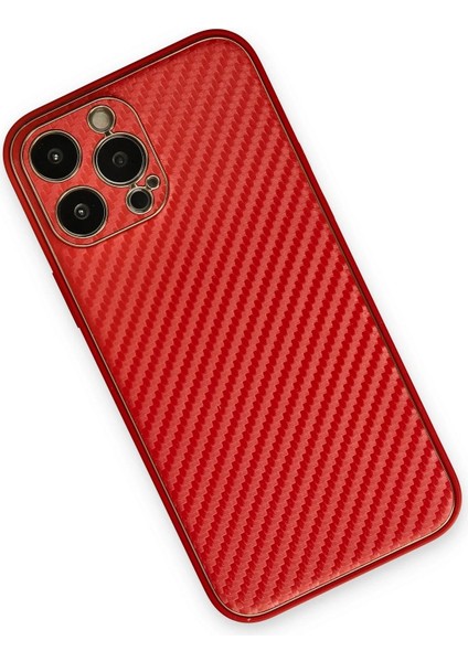 Newface iPhone 13 Pro Kılıf Coco Karbon Silikon - Kırmızı
