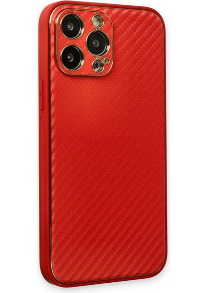 Newface iPhone 13 Pro Kılıf Coco Karbon Silikon - Kırmızı