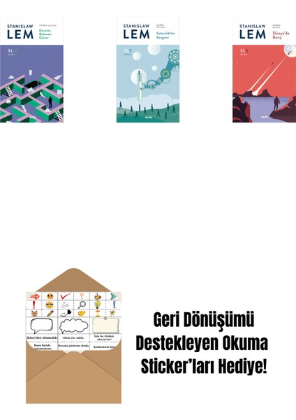 Küvette Bulunan Günce (SL14) + Gelecekbilim Kongresi (Sl7) + Dünya’da Barış (Sl8) + Okuma Sticker'ları