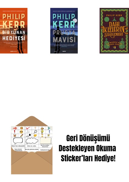 Bir Yunan Hediyesi + Prusya Mavisi + Dahi Ikizlerin Serüvenleri - Katmandu'nun Kobra Kralı + Okuma Sticker'ları