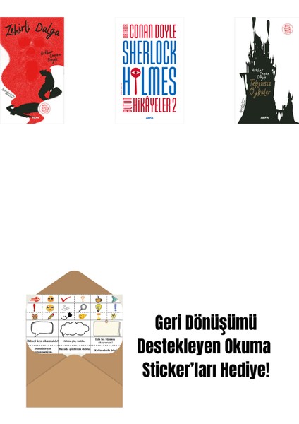 Zehirli Dalga + Sherlock Holmes - Bütün Hikayeler 2 (Ciltli) + Tekinsiz Öyküler + Okuma Sticker'ları