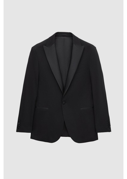 Ds Damat Slim Fit Siyah Armürlü Damatlık & Smokin Takim Elbise