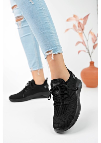 Siyah Unisex Triko Sneaker Rahat Hava Alabilen Kokusuz Spor Ayakkabı 4555