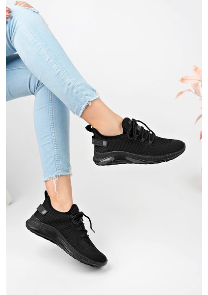 Siyah Unisex Triko Sneaker Rahat Hava Alabilen Kokusuz Spor Ayakkabı 4555 modelleri