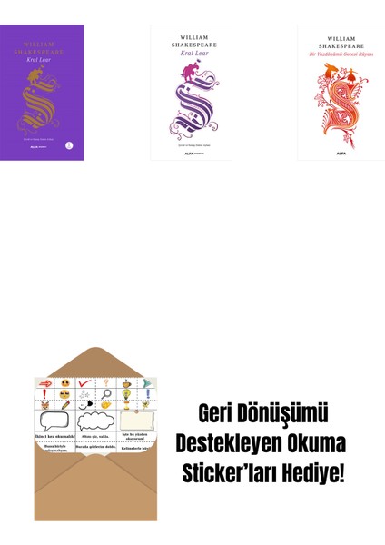 Kral Lear (Ciltli) + Venedik Taciri + Fırtına (Ciltli) + Okuma Sticker'ları