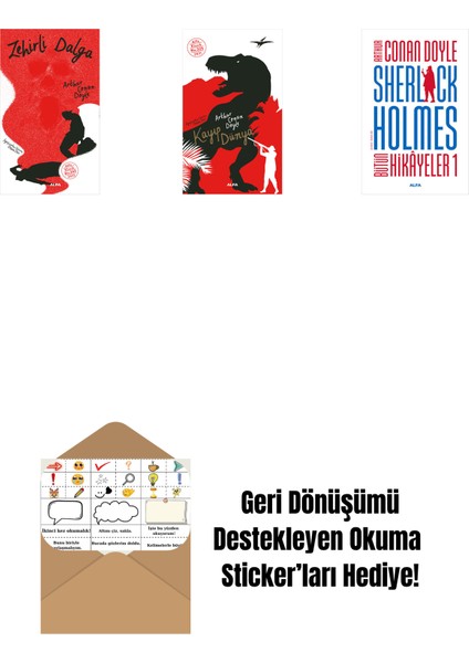 Zehirli Dalga + Kayıp Dünya + Sherlock Holmes - Bütün Hikayeler 1 (Ciltli) + Okuma Sticker'ları