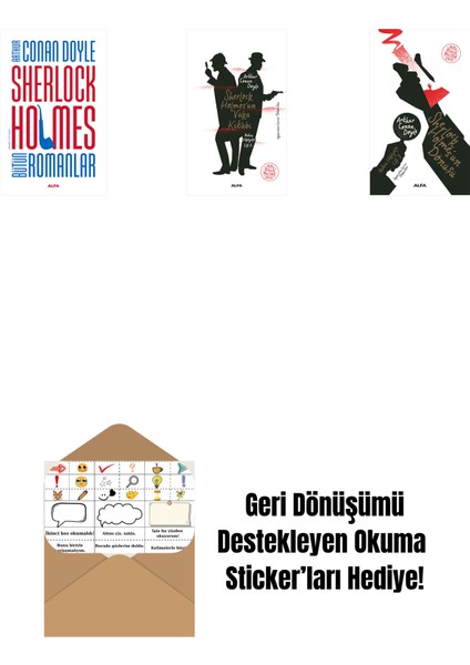 Sherlock Holmes - Bütün Romanlar (Ciltli) + Sherlock Holmes’un Vaka Kitabı + Sherlock Holmes'un Dönüşü + Okuma Sticker'ları