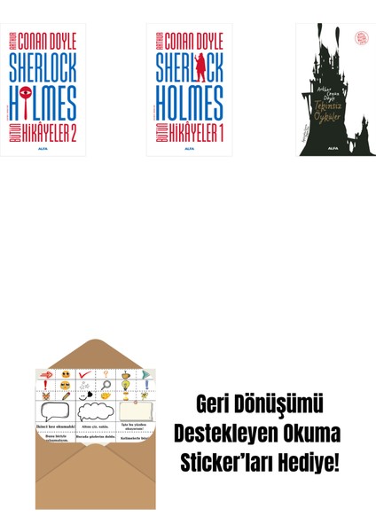 Sherlock Holmes - Bütün Hikayeler 2 + Sherlock Holmes - Bütün Hikayeler 1 (Ciltli) + Tekinsiz Öyküler + Okuma Sticker'ları