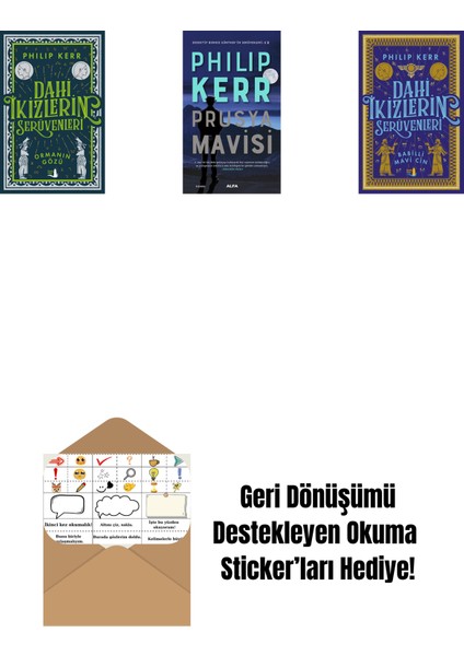 Dahi Ikizlerin Serüvenleri - Ormanın Gözü + Prusya Mavisi + Dahi Ikizlerin Serüvenleri - Babilli Mavi Cin + Okuma Sticker'ları
