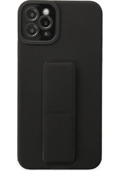 Newface iPhone 11 Pro Max Kılıf Mega Standlı Silikon - Siyah