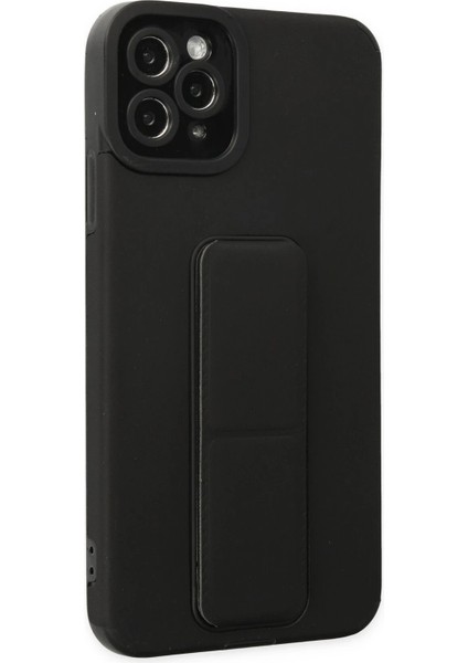 Newface iPhone 11 Pro Max Kılıf Mega Standlı Silikon - Siyah