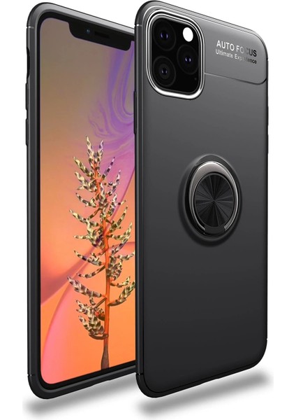 Newface iPhone 11 Pro Max Kılıf Range Yüzüklü Silikon - Siyah